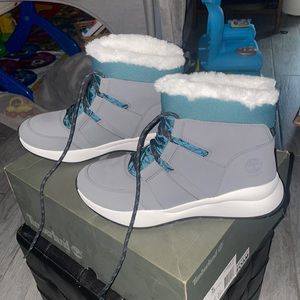 Timberland Women Dk Grey Leather Boroughs Project WP Pull On Boot US 9 M